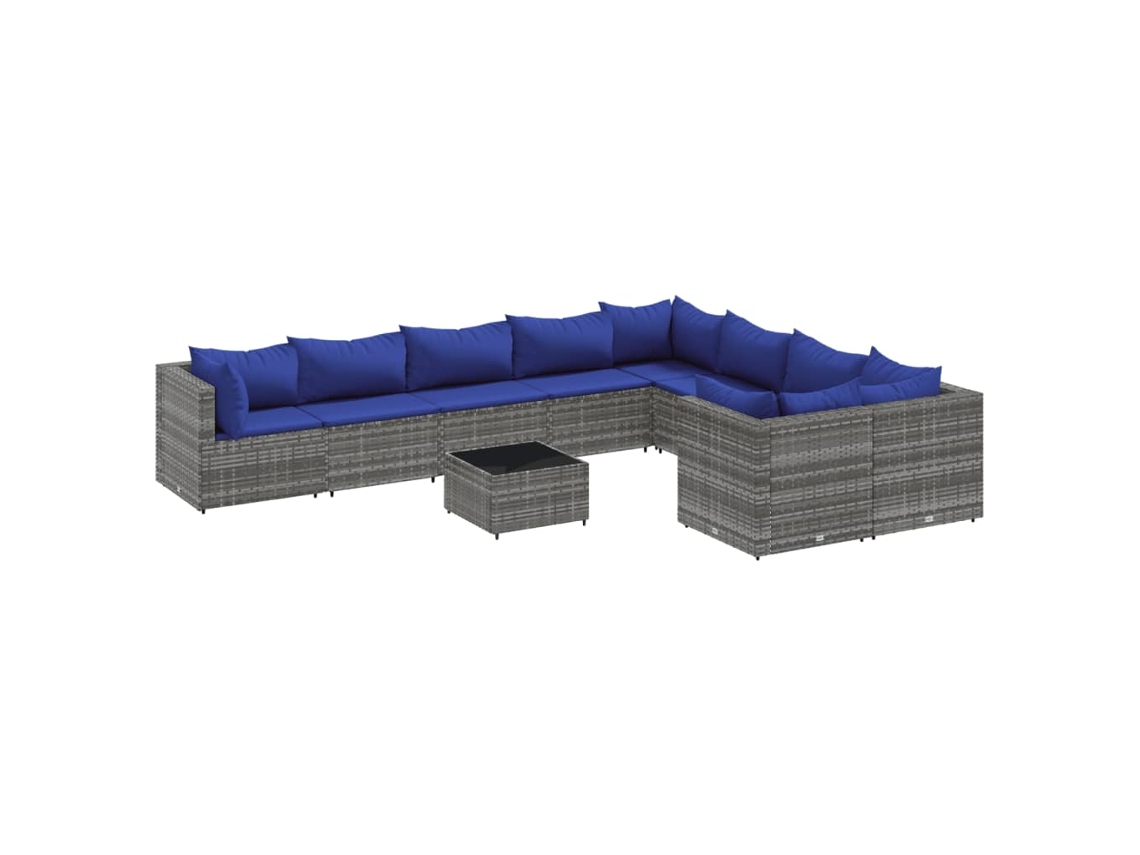 Maison Exclusive - Set De Sofás De Jardín Y Cojines 10 Pzas Ratán Sintético Gris