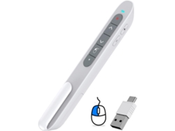 Controlador de presentaciones inalámbrico ZRUXE Air Mouse RF 2.4GHz Recargable USB-C Control por gestos Ideal para PowerPoint y portátiles Blanco