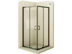 Mampara de Ducha MOMENTS OF GLASS Diana 70x90x180cm | Reversible |Puertas correderas, Ajuste 67,5-69,5x87,5-89,5cm | Perfiles negros, Cristal transparente 6mm