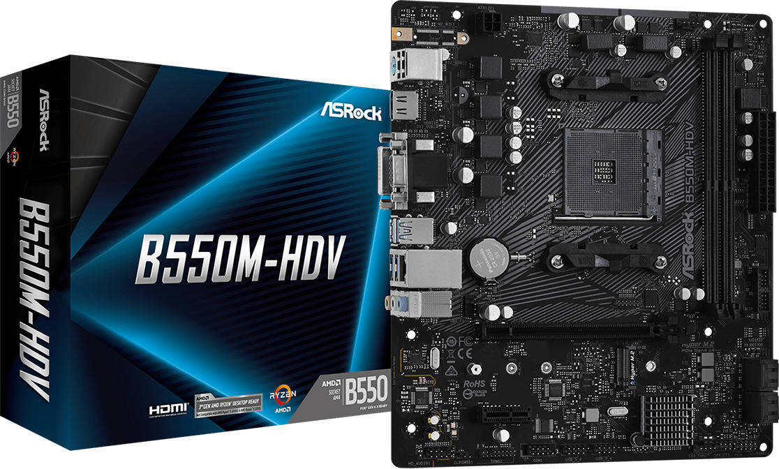 Placa Base ASROCK ‎B550M-HDV (Socket AM4 - AMD B550 - Micro ATX)