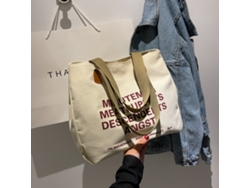 Bolso De Compras De Lona Sencillo, Informal, Elegante Y De Gran Capacidad Para Hombres Y Mujeres, Color Blanco.