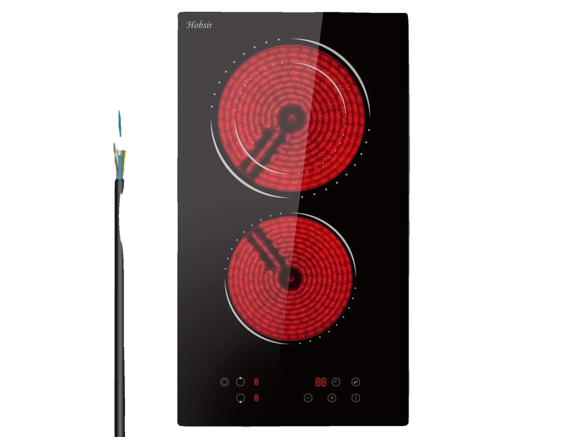 Placa de cocción vitrocerámica, 3200 W, 2 zonas de cocción, control táctil, 29 x 52 x 4,4 cm, 220 V OEM