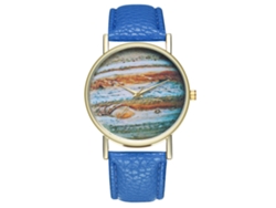 Reloj Analógico De Cuarzo Con Correa De Poliuretano, Unisex, Regalo Para Enamorados, Azul Rey.