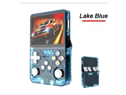 Consola De Jogos Porttil Fwinl R36s Jogo De Arcade Retro Porttil, Sistema Duplo 3d, Lago Azul Semitransparente 128gb