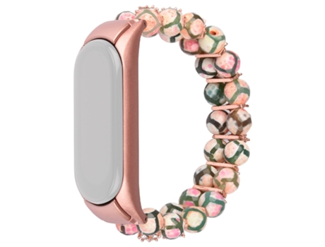 Correa metal + ágata cuentas de ágata para Xiaomi Mi Band 3/4 - color rosa pálido
