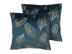 Conjunto de 2 cojines decorativos BELIANI Freesia de Terciopelo Azul 45x45x12