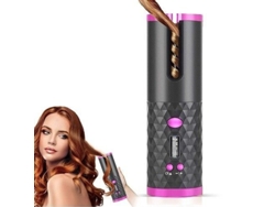 Rizador de pelo automático inalámbrico portátil, rizador inalámbrico, plancha de aire recargable por USB para pantalla LCD, Bigo Black -WILM1