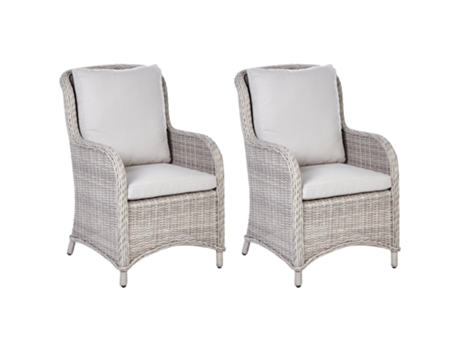Conjunto De 2 Sillas BELIANI Cascais Rattan Sintetico Crema 60X73X96