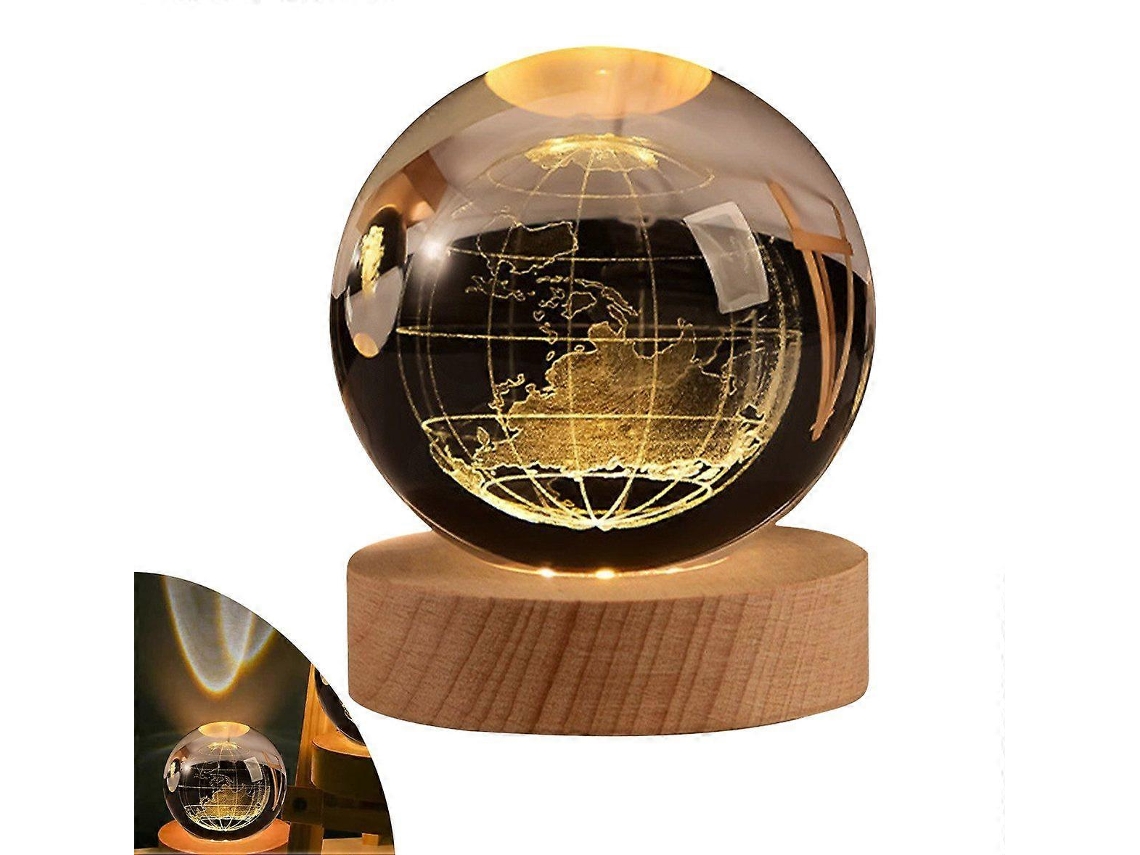 Luz nocturna LED con forma de bola de cristal brillante, diseño 3D y elegante decoración. Rosewell