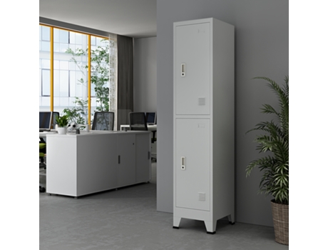 Casillero Metálico Joroinen con Portaetiquetas y 2 puertas con cerradura 180 x 38 x 45 cm Acero - Gris [en.casa]
