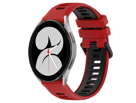 Correa de reloj inteligente para Samsung Galaxy Watch4 40 mm 20 mm Correa deportiva de silicona bicolor (rojo + negro)