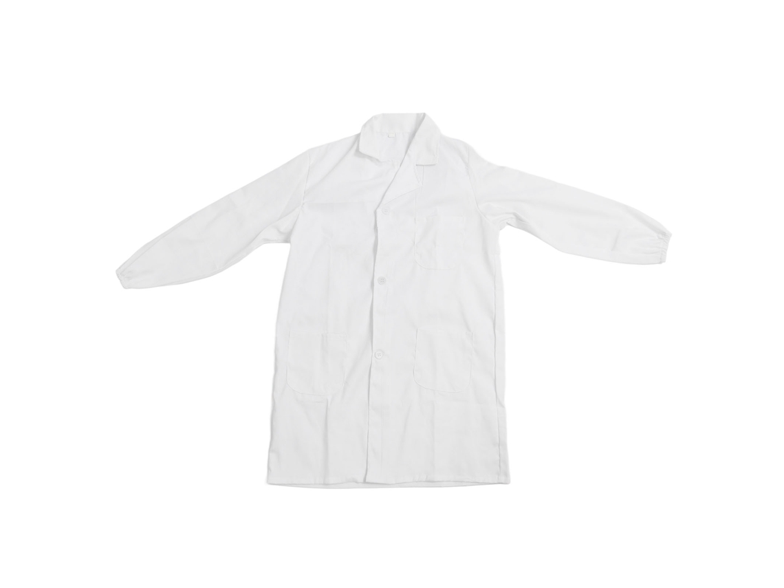 Bata médica blanca, manga larga, algodón y poliéster, alta calidad