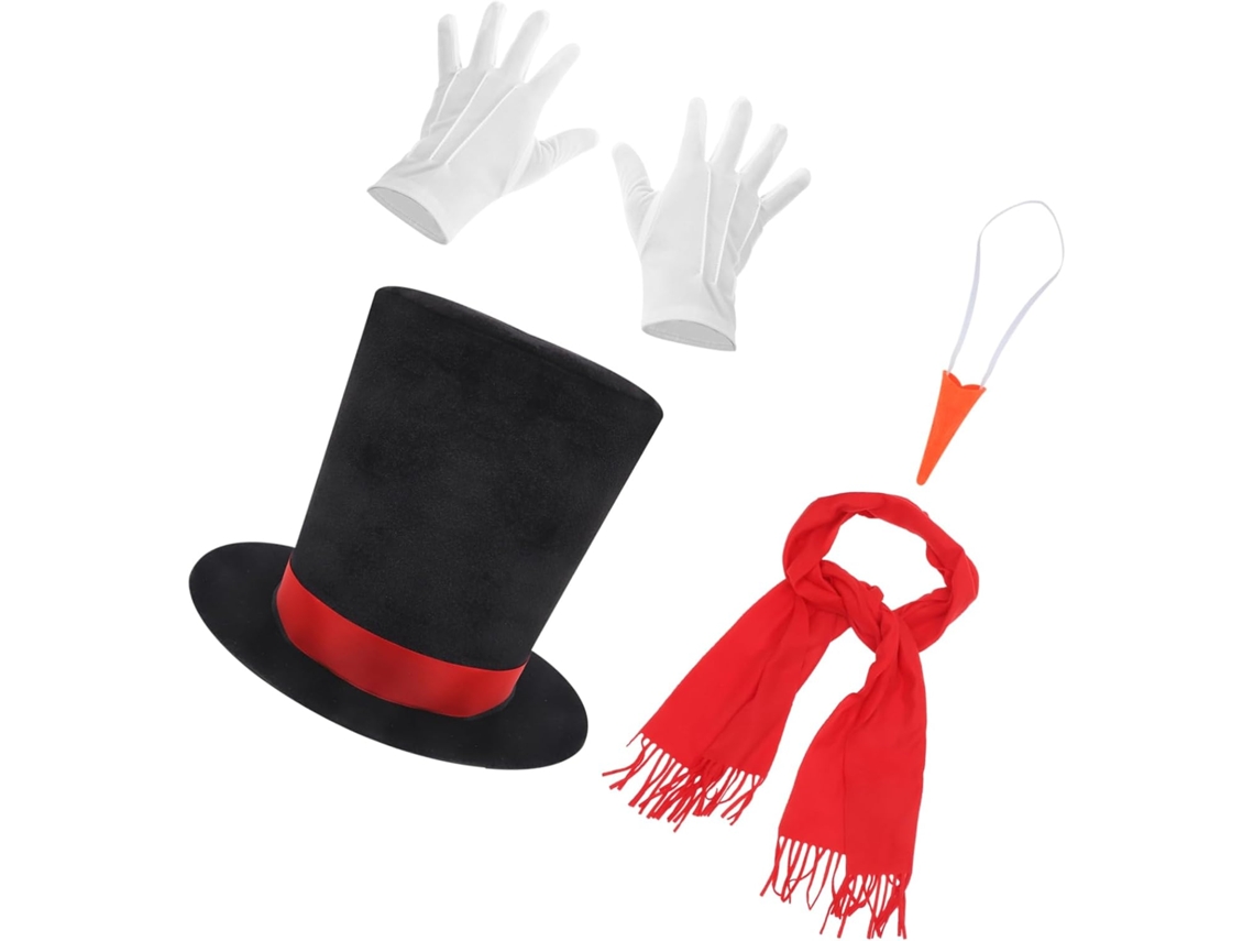 Kit De Fantasia De Boneco De Neve Com Acessórios Para Festa: Chapéu, Cachecol, Nariz E Cenoura