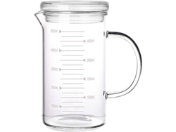 Vaso medidor de vidrio transparente de 500 ml con tapa de vidrio para cocinar y cocinar