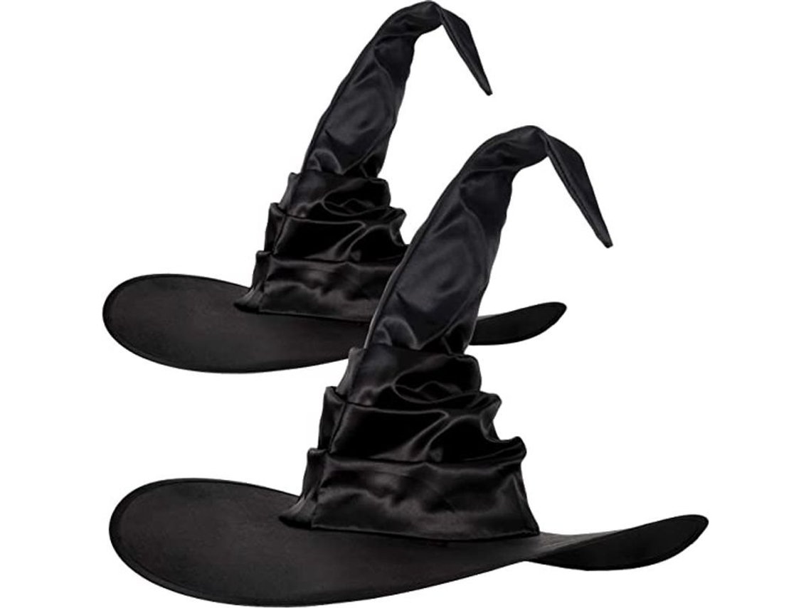 Sombrero De Bruja Grande Con Flecos Fruncidos Para Halloween - Accesorio Para Fiestas De Halloween