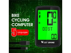 Preto West Biking Computador Bicicleta 5 Idiomas 21 Funções Tela Sensível Toque Usb Resistente Água Velocímetro Odômetro Sem Fio Estrada Mtb