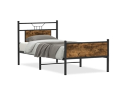 Maison Exclusive - Estructura Cama Sin Colchón Madera Roble Ahumado 75x190 Cm