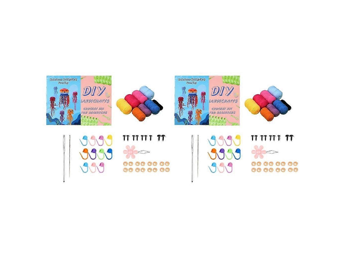 Kits de ganchillo DIY con medusas, hilo, ganchillos, marcador de punto y ojos Rosewell