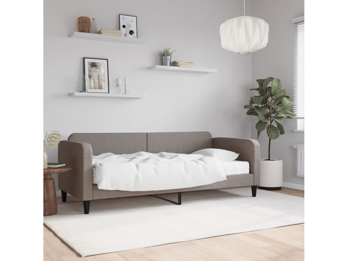 Sofá Cama Con Colchón Tela Gris Taupe 80x200 Cm