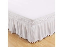 Faldón Elástico Para Cama De Uso Hotelero, A Prueba De Polvo, Fácil De Ajustar, Resistente A La Luz, Blanco, 137 X 190 Cm.