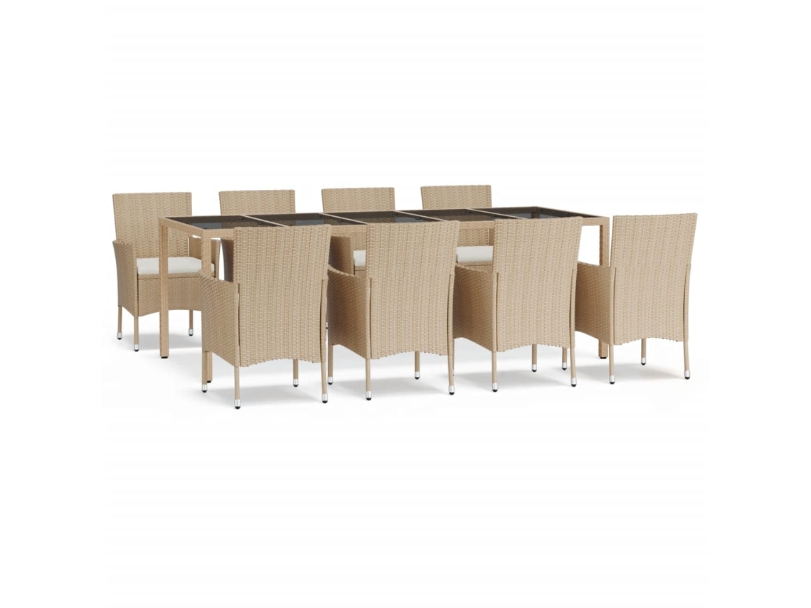 Maison Exclusive - Set Comedor De Jardín 9 Pzas Con Cojines Ratán Sintético Beige