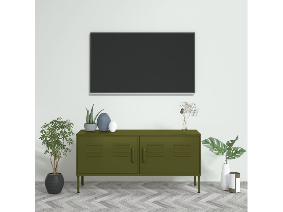 Estantería/Mueble de TV Acero 105X35X50 Cm Verde-Aceituna