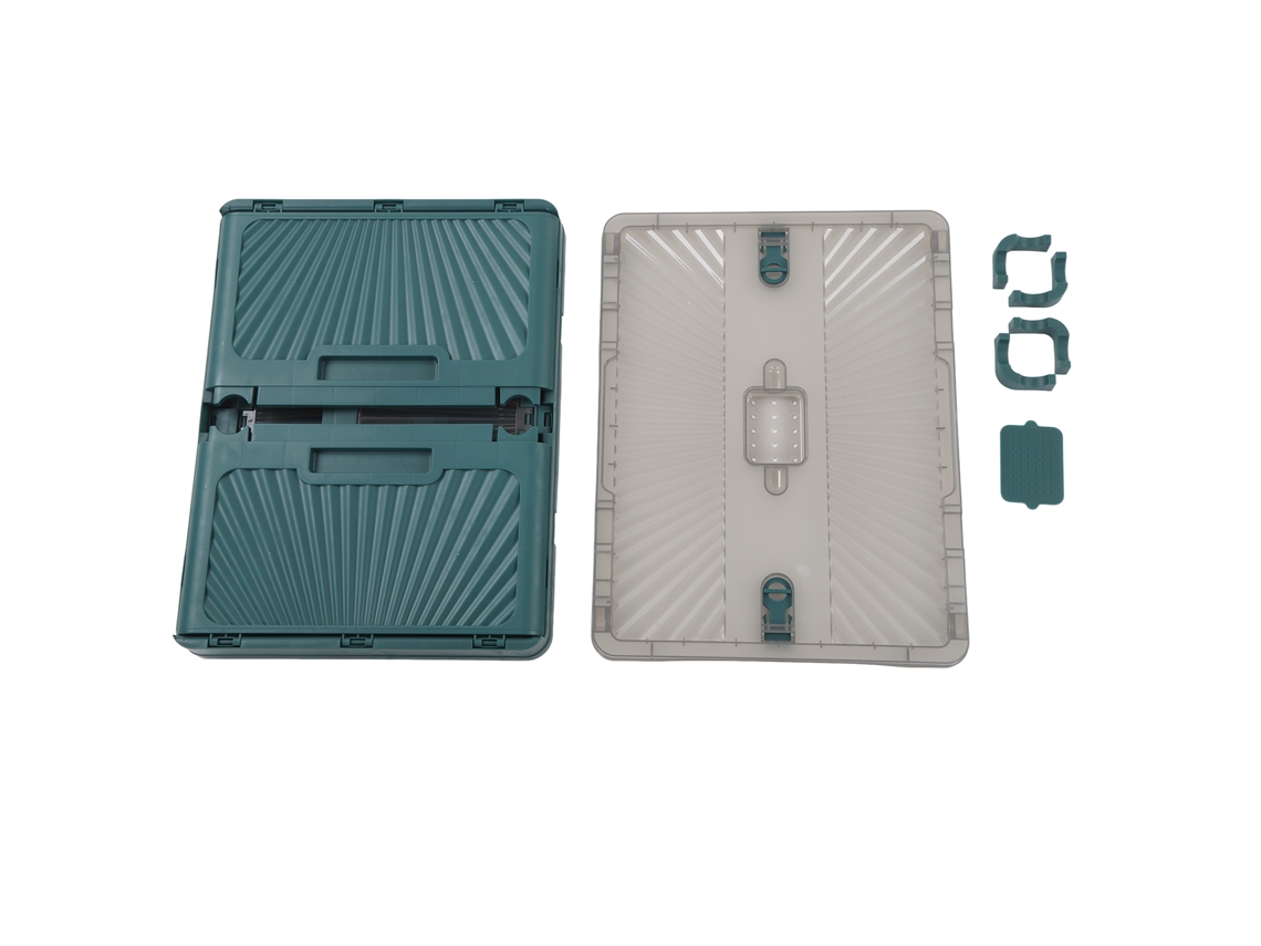 Caja de almacenaje apilable con 3 puertas, gran capacidad, ruedas desmontables, plegable, de plástico, con tapa, para camping en casa.
