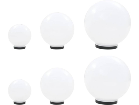 vidaXL Juego de lámparas de bola LED 6 uds esféricas PMMA 20/30/40 cm