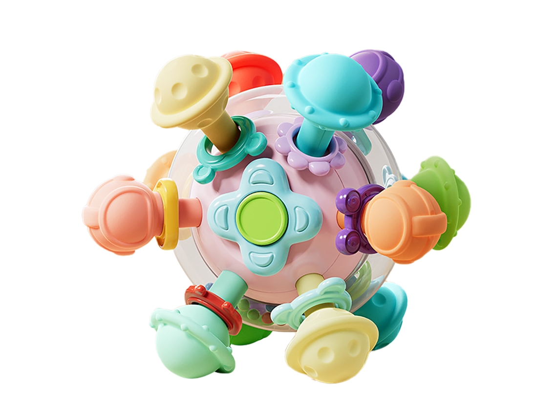 Pelota Sensorial Para La Dentición De Bebés De 3 A 6 Meses, Juguete Educativo Con Sonidos, Color Rosa.