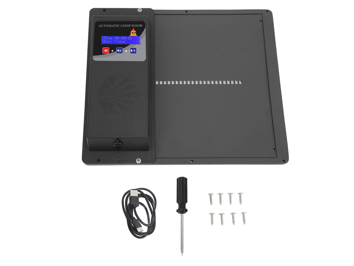 Puerta de gallinero con temporizador, pantalla LED, abridor automático programable, apertura horizontal para pollos, patos y gansos.
