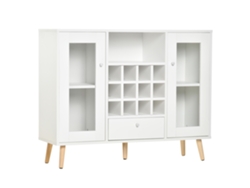 Aparador Cozinha Moderno 100x33x80cm Com Refrigerador Vinho 12 Garrafas Gaveta Armários Branco