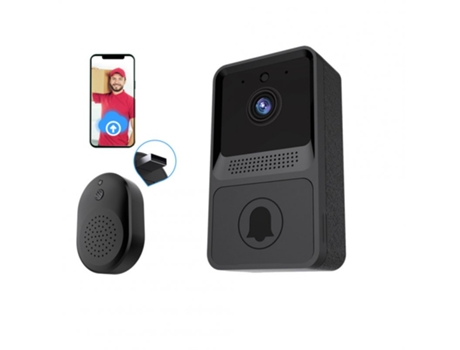 wifi video timbre mini intercomunicador inalámbrico audio bidireccional grabación de fotos timbre de espera largo z20 negro