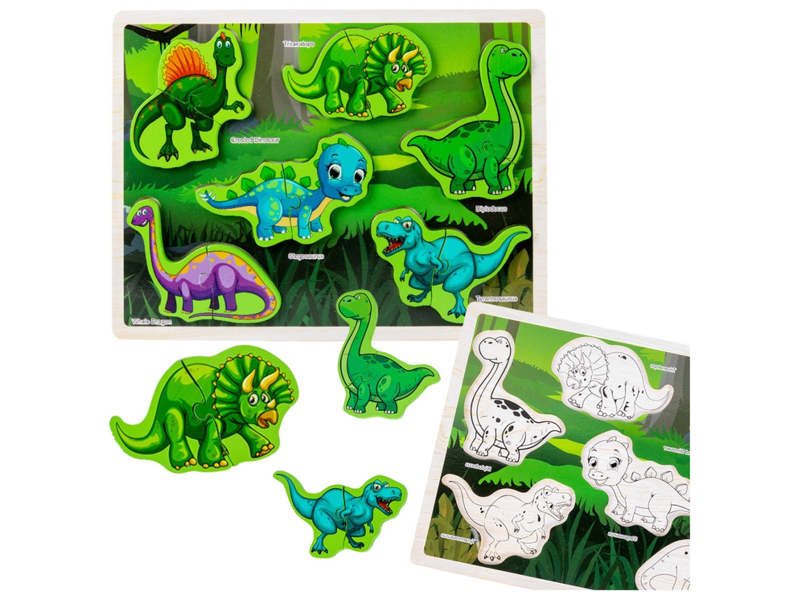 Rompecabezas de madera Dinosaurios Rompecabezas Formas Tablero 12el B.active
