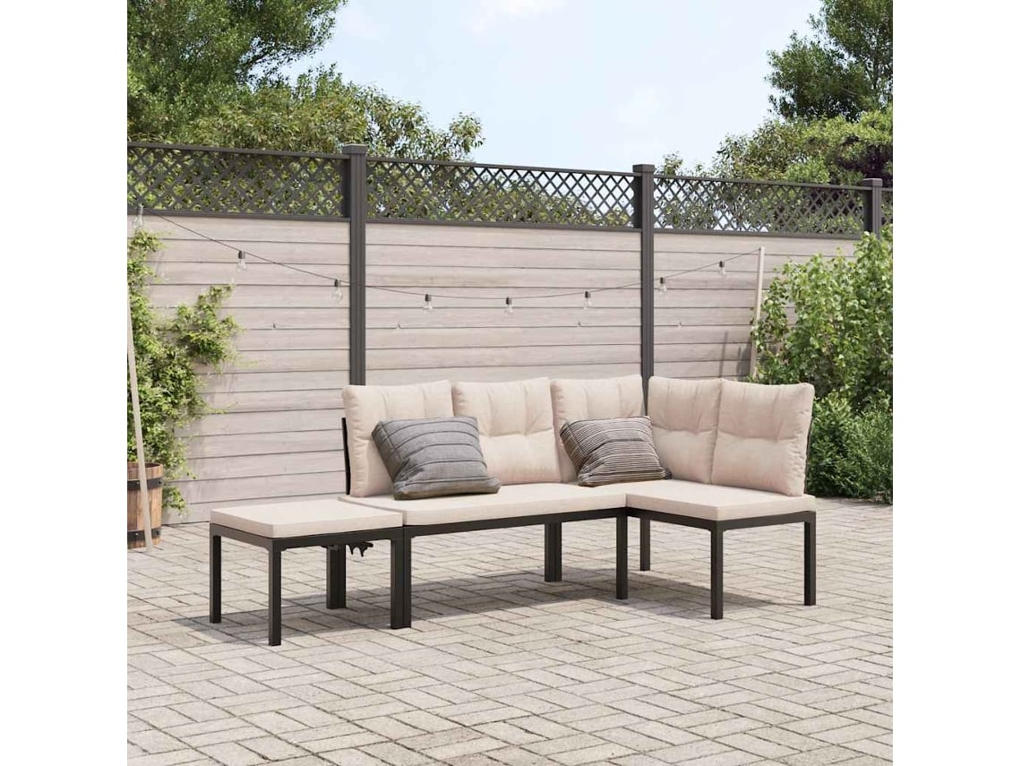 Bancos de jardín con cojines, 3 piezas, acero revestido, Dkd Home Decor