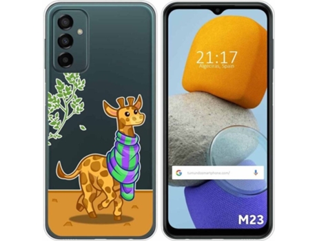 Carcasa para Samsung Galaxy M23 5G TUMUNDOSMARTPHONE Dibujos Transparente Jirafa Multicolor