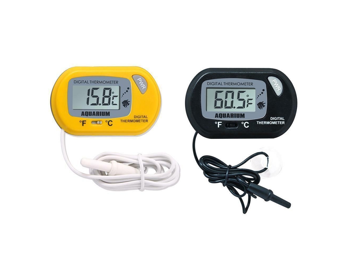 Termômetro Digital Lcd Para Aquário E Água Do Mar, Preto E Amarelo, Para Aquários E Aquários