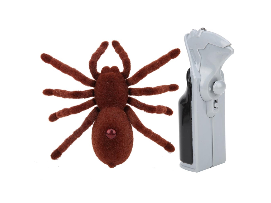 Aranha de Halloween com controle remoto de 2 canais, falsa, macia, assustadora, para decoração de festas.