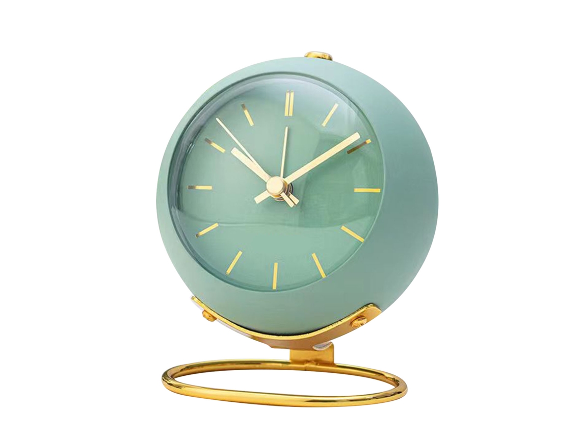 2026 Store-reloj De Mesa Mini Alarma Metal Silencioso Para Estudiantes Dormitorio Decoración Verde