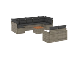Maison Exclusive - Set De Sofás De Jardín 10 Pzas Con Cojines Ratán Sintético Gris