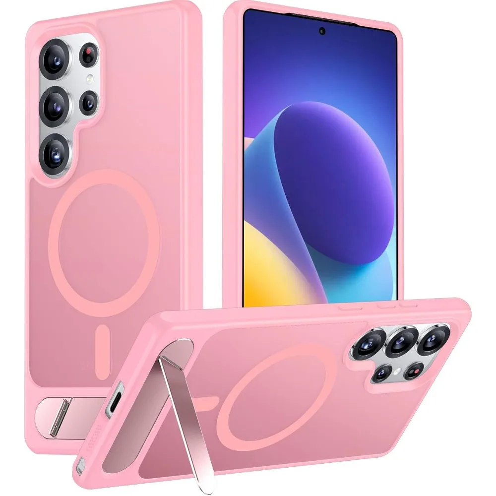 (rosa, Galaxy S26) Funda Para Teléfono Resistente A Los Golpes, Mate Y Agradable Al Tacto, Con Elegante Soporte Magnético Plegable.
