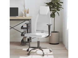 Silla de oficina regulable en altura Tejido de malla y piel artificial Blanco M64227