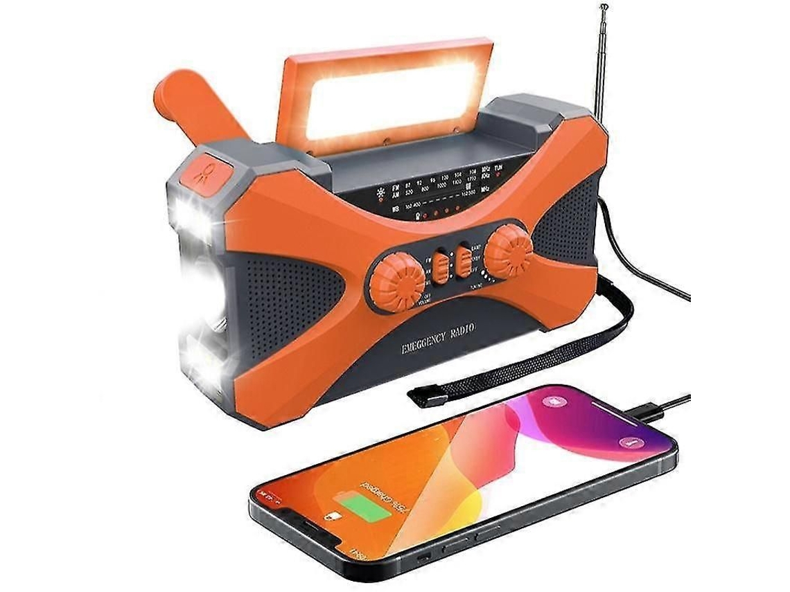 Radio portátil de emergencia solar GOKOCO de 10000 mAh con sirena SOS, cargador de teléfono móvil y radio meteorológica.