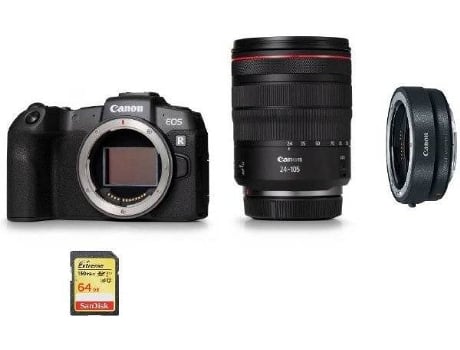 Cámara Instantánea CANON EOS RP + Objectivo RF 24-105mm F4L IS USM + EF-EOS R Adaptador + Tarjeta SD 64GB (Full Frame)