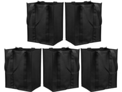 De 5 Sacolas Reutilizáveis Para Vinho Em Tecido Não Tecido Com 6 Compartimentos Separados E Alça.