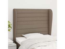 Cabecero | Panel de cama con solapas, tela, 103x23x118/128 cm, gris-marrón
