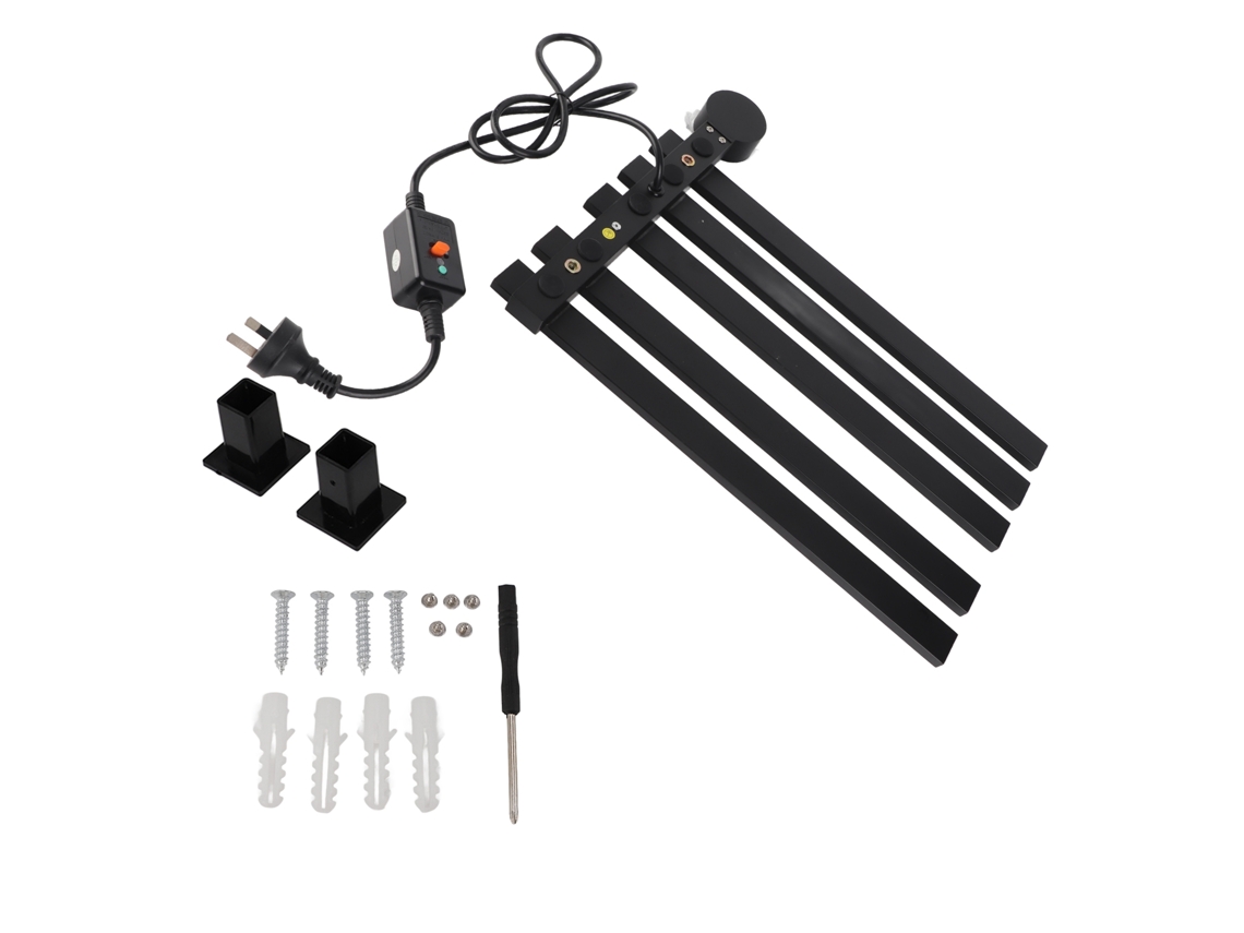Toallero eléctrico, aluminio, 5 barras, negro, 220 V (Au)