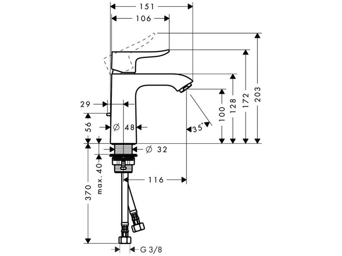 Hansgrohe Mezclador Monomando De Lavabo De Metris 110 Lowflow Con Residuos Pop-up 31203000