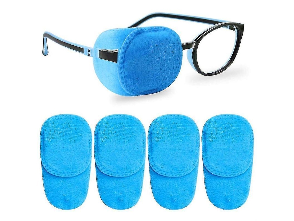 Parches oculares Fasst 4 para niños con ojo dormido, ambliopía y estrabismo. Material azul suave. Instrucciones de cuidado.