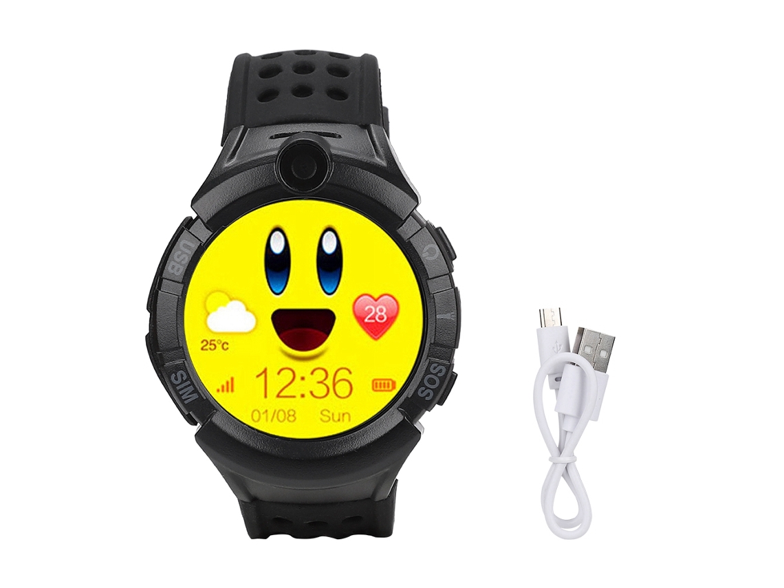 Reloj Inteligente Para Niños Con Gps Lbs Resistente Al Agua, Pantalla Táctil De 1,4 Pulgadas (negro)