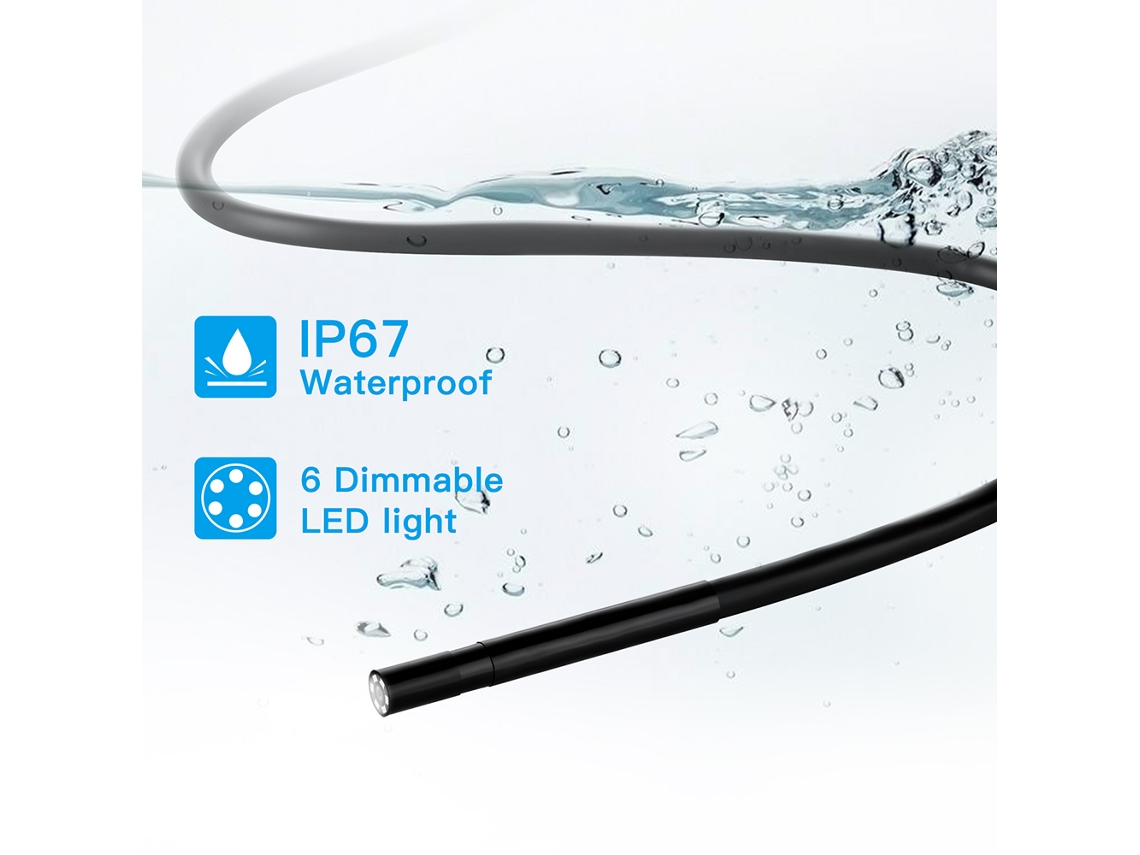 Endoscopio Industrial Wifi Con Cámara De Inspección De 5,5 Mm, 5 Mp, 6 Led, Resistente Al Agua Ip67, Compatible Con Ios/android.